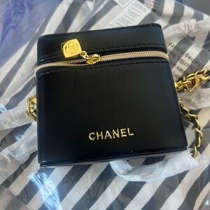 CHANEL Black Mini Vanity Bag with Gold Hardware